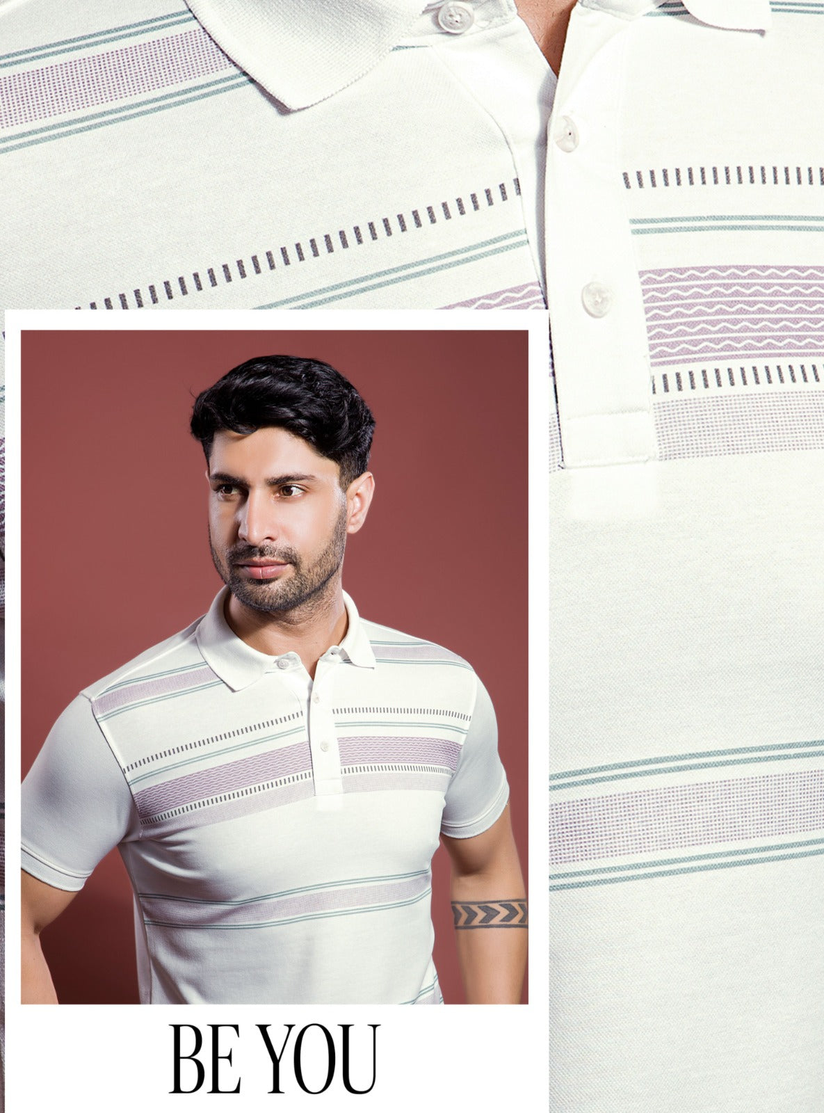 WHITE GRAPHIC POLO