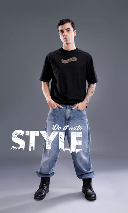 BLACK IMPORTED GRAPHIC OVERSIZED TEES