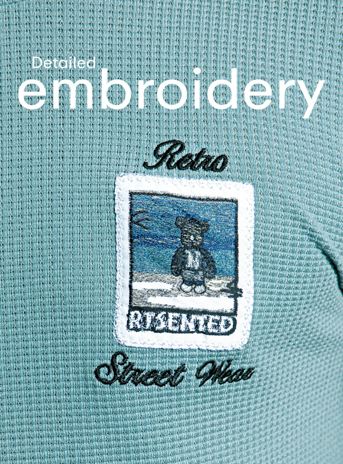 SKY BLUE WAFFLE KNIT DIP DIE SWEATSHIRT