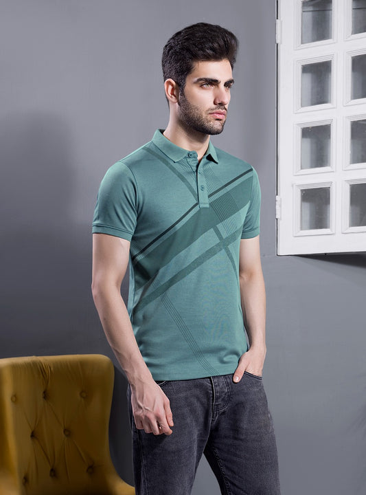 JADE PIQUE PRINTED POLO