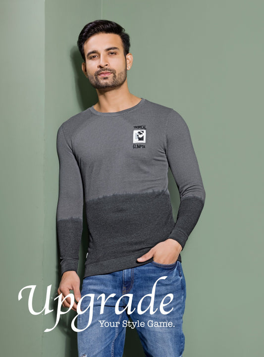 GREY WAFFLE KNIT DIP DIE SWEATSHIRT