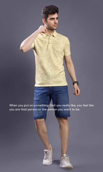 MUSTARD ABSTRACT PRINT POLO