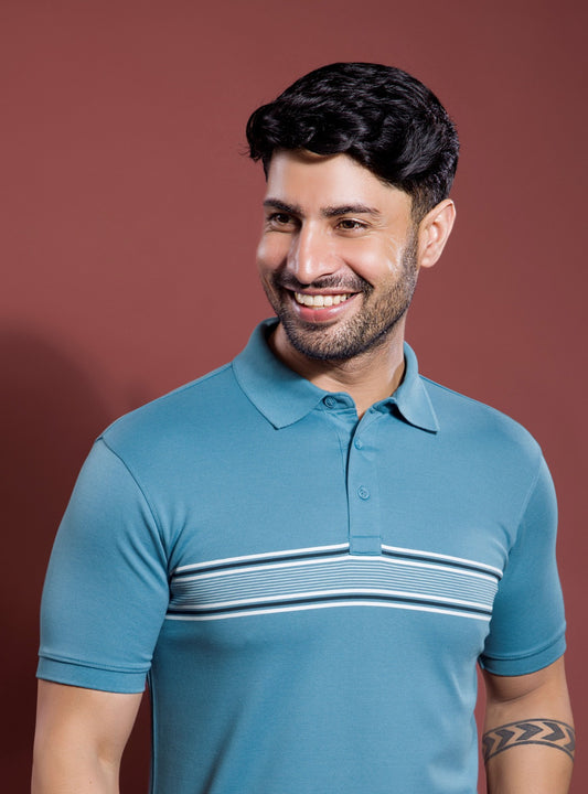 SEA BLUE GRAPHIC POLO