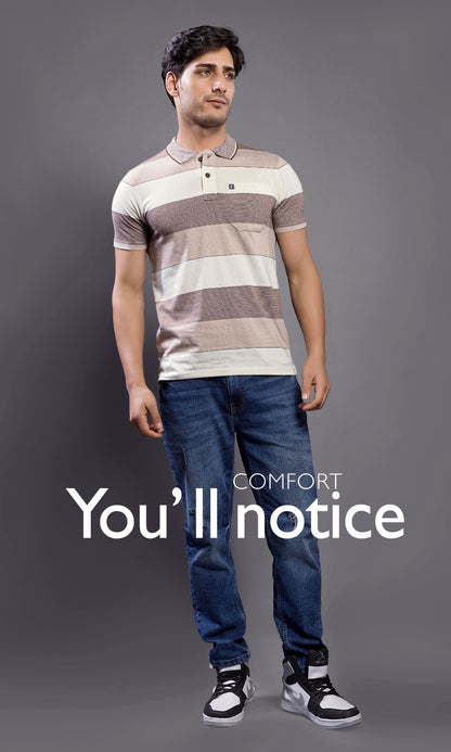 COFFEE BRICK KNIT AUTOSTRIPER WITH POCKET