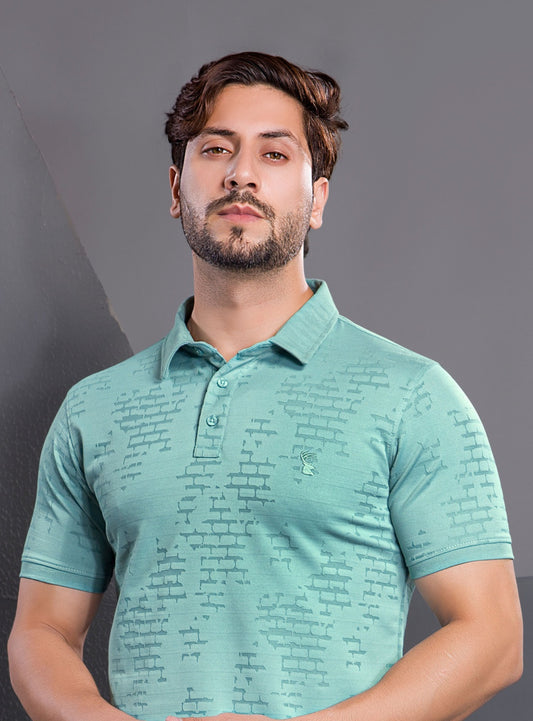 MINT GREEN MONO JACQURAD POLO