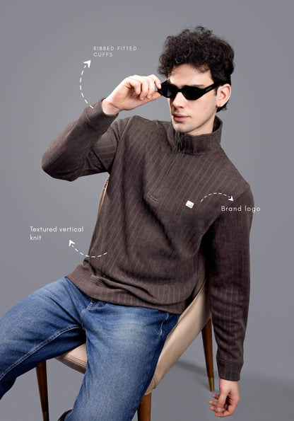 DEEP RUST CHENILLE FULL SLEEVES SWEATSHIRT