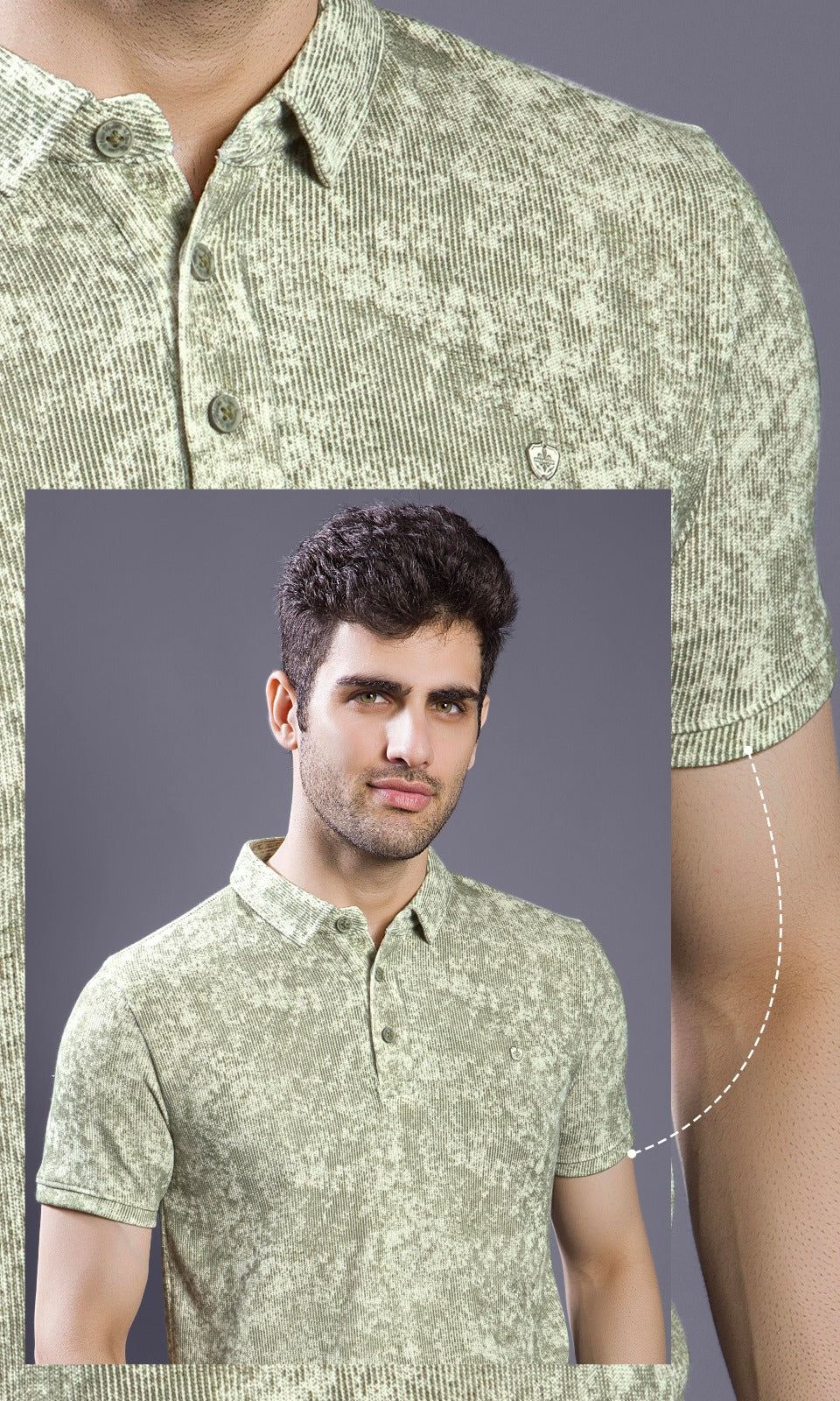 OLIVE ABSTRACT PRINT POLO