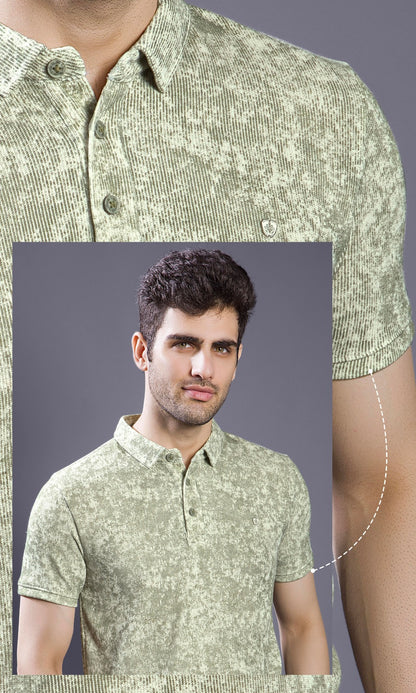 OLIVE ABSTRACT PRINT POLO