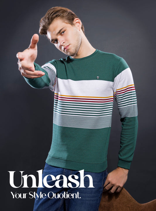 FOREST GREEN INTERLOCK STRUCTURED AUTO STRIPERS F/S