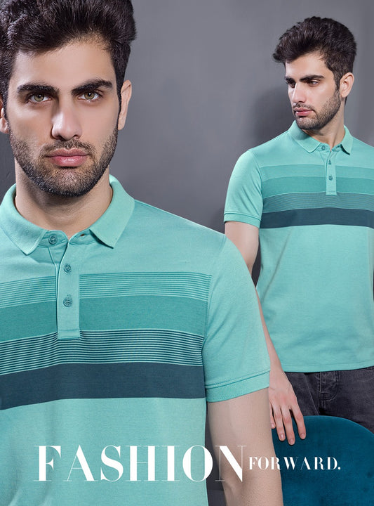 LT.MINT PIQUE PRINTED POLO