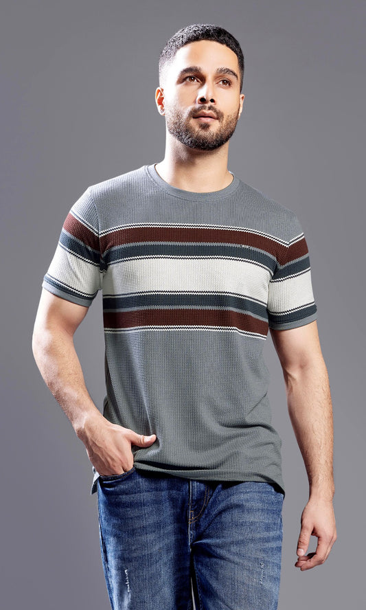 LT.GREY AUTOSTRIPER BUBBLE KNIT TEES
