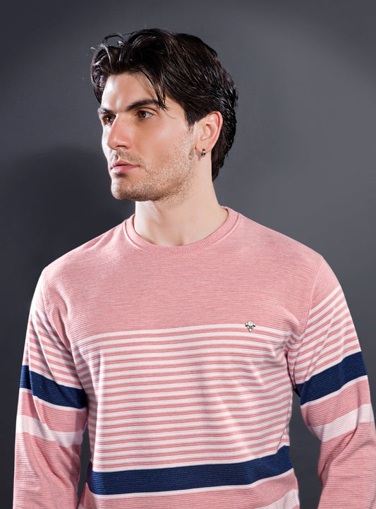 PINK INTERLOCK STRUCTURED AUTO STRIPERS F/S
