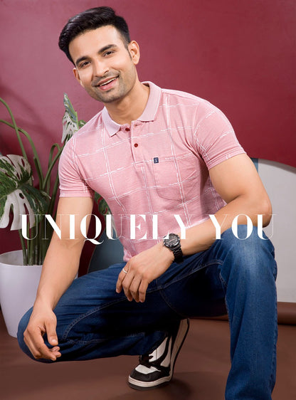 PINK GRINDLE JACQUARD POLO WITH POCKET