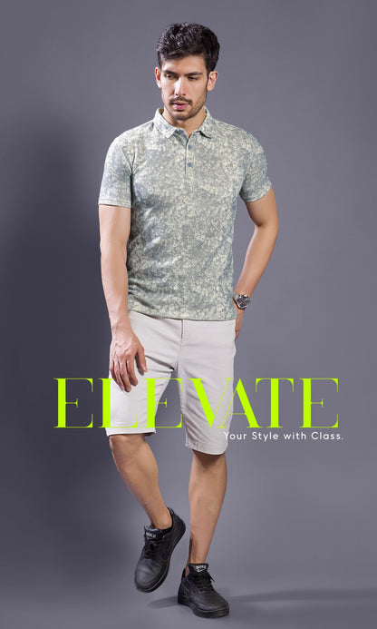 GREY ABSTRACT PRINT POLO