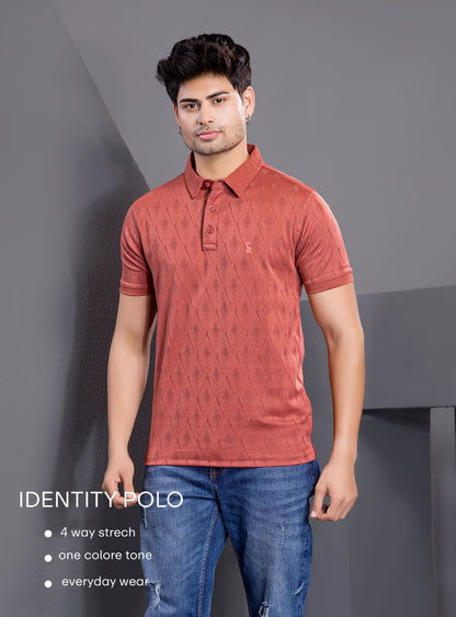 SCARLET RED MONO JACQURAD POLO