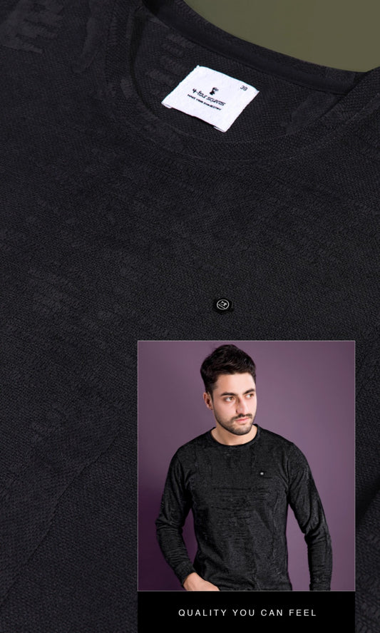 BLACK JACQUARD INTERLOCK SWEATSHIRT